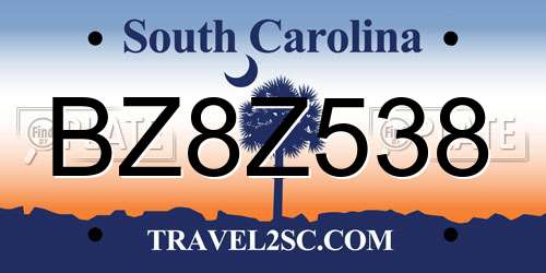 BZ8Z538 South Carolina License Plate