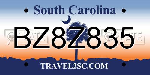 BZ8Z835 South Carolina License Plate