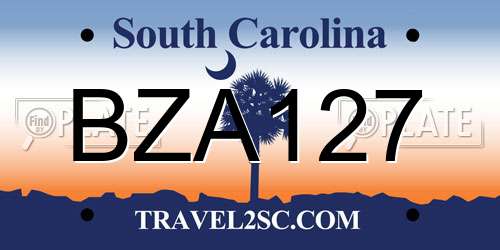 BZA127 South Carolina License Plate