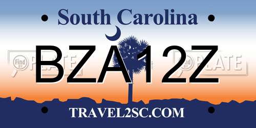 BZA12Z South Carolina License Plate