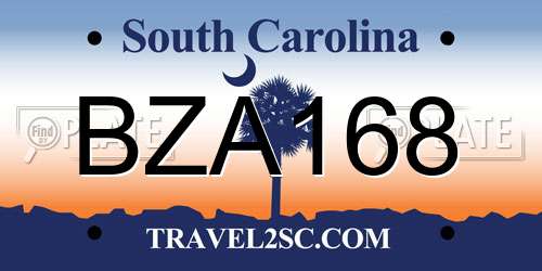 BZA168 South Carolina License Plate