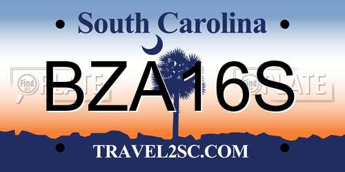BZA16S South Carolina License Plate