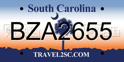 BZA2655 South Carolina License Plate