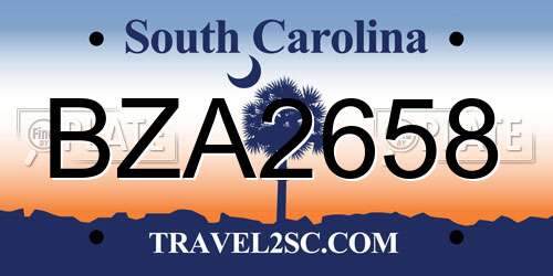 BZA2658 South Carolina License Plate