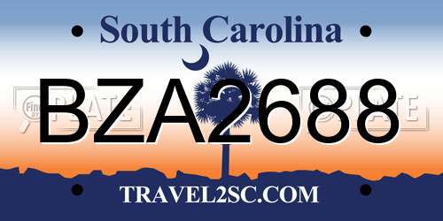 BZA2688 South Carolina License Plate