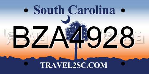 BZA4928 South Carolina License Plate