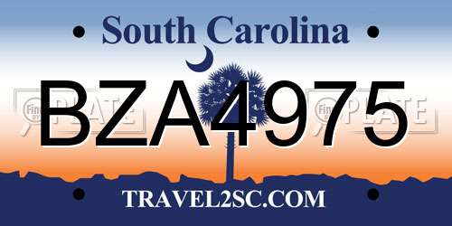BZA4975 South Carolina License Plate