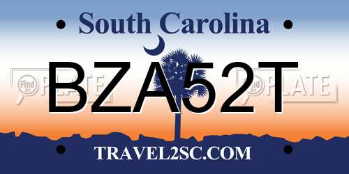 BZA52T South Carolina License Plate