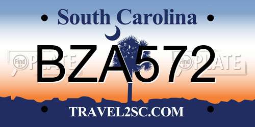 BZA572 South Carolina License Plate