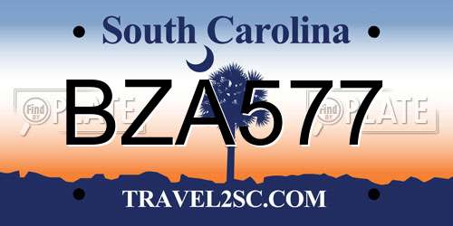 BZA577 South Carolina License Plate