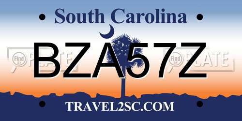 BZA57Z South Carolina License Plate
