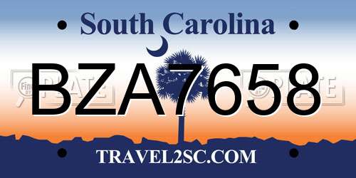 BZA7658 South Carolina License Plate