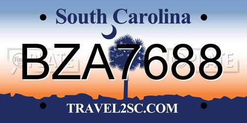 BZA7688 South Carolina License Plate