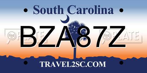 BZA87Z South Carolina License Plate