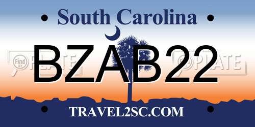 BZAB22 South Carolina License Plate