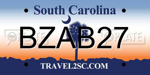 BZAB27 South Carolina License Plate