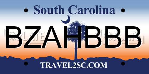 BZAHBBB South Carolina License Plate