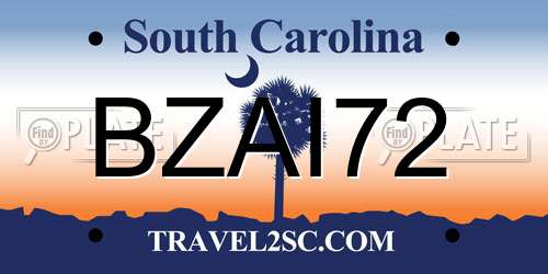 BZAI72 South Carolina License Plate