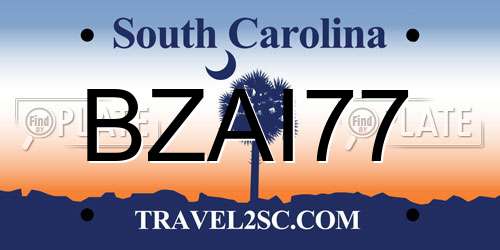 BZAI77 South Carolina License Plate