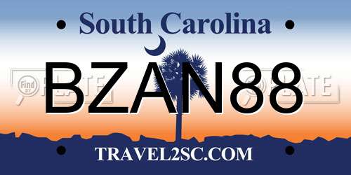 BZAN88 South Carolina License Plate