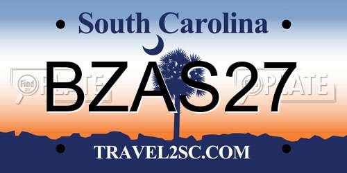 BZAS27 South Carolina License Plate