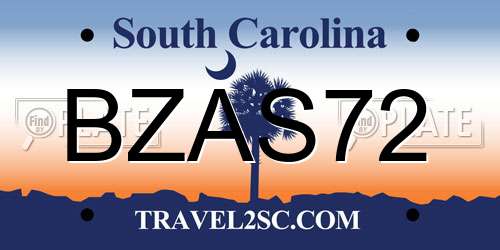 BZAS72 South Carolina License Plate
