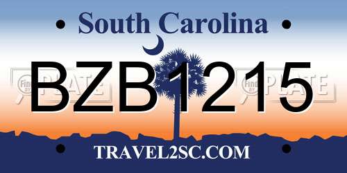 BZB1215 South Carolina License Plate