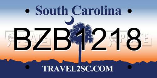 BZB1218 South Carolina License Plate