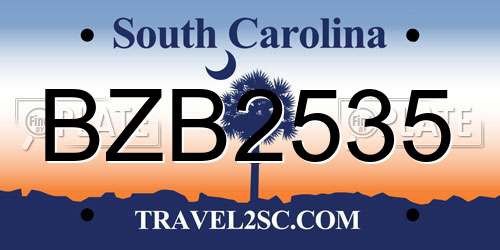 BZB2535 South Carolina License Plate