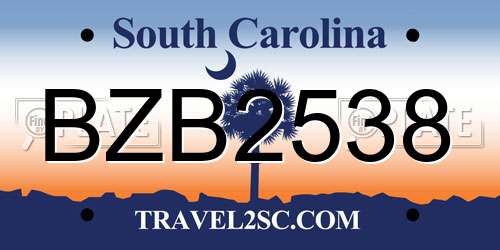 BZB2538 South Carolina License Plate