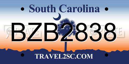 BZB2838 South Carolina License Plate