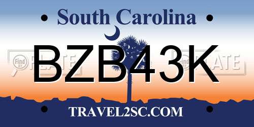 BZB43K South Carolina License Plate