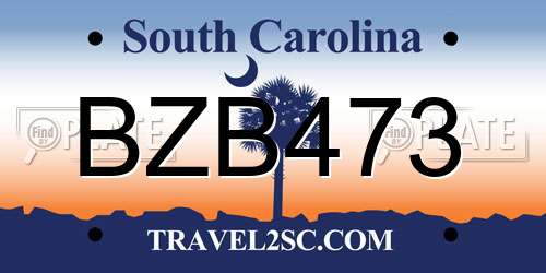 BZB473 South Carolina License Plate