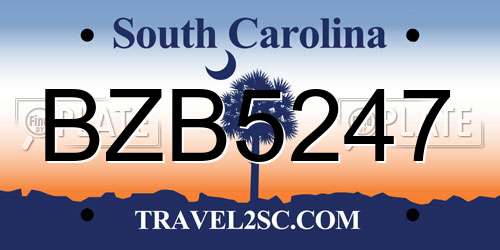 BZB5247 South Carolina License Plate