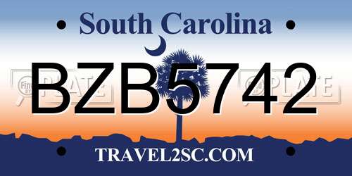 BZB5742 South Carolina License Plate