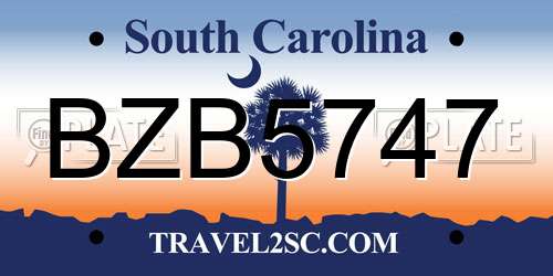 BZB5747 South Carolina License Plate
