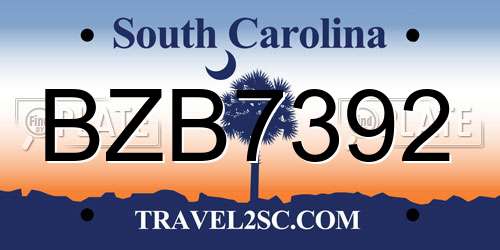 BZB7392 South Carolina License Plate