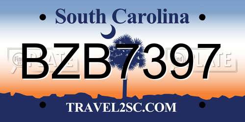BZB7397 South Carolina License Plate