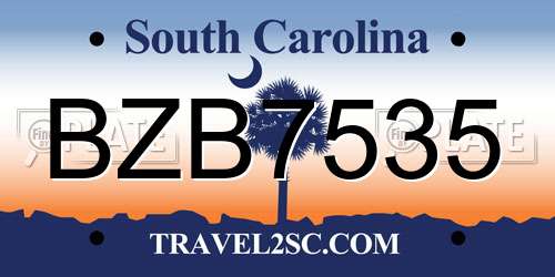 BZB7535 South Carolina License Plate