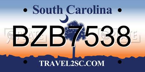 BZB7538 South Carolina License Plate