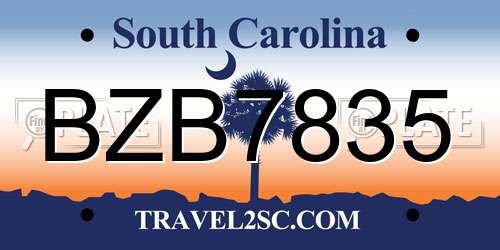 BZB7835 South Carolina License Plate