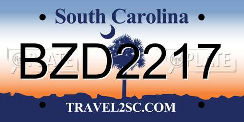BZD2217 South Carolina License Plate