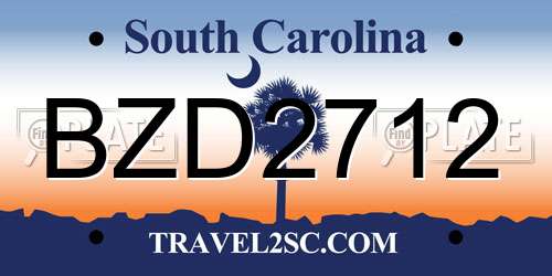 BZD2712 South Carolina License Plate