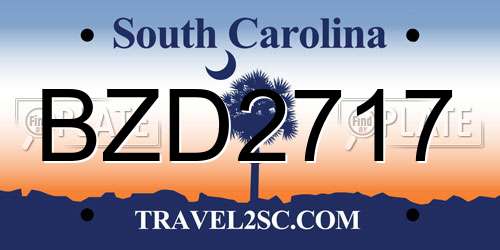 BZD2717 South Carolina License Plate
