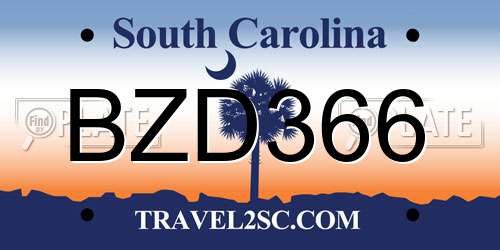 BZD366 South Carolina License Plate