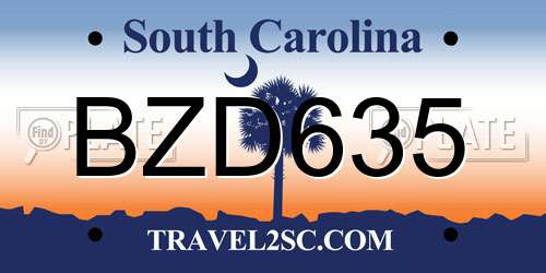 BZD635 South Carolina License Plate