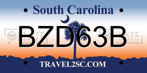 BZD63B South Carolina License Plate
