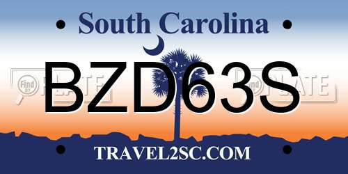 BZD63S South Carolina License Plate