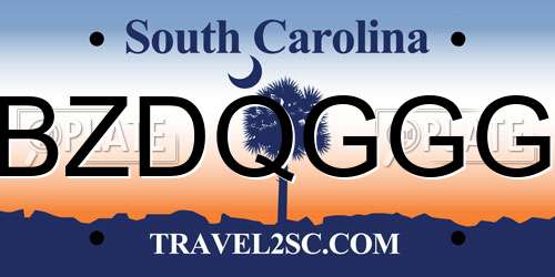 BZDQGGG South Carolina License Plate