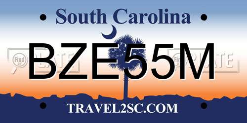 BZE55M South Carolina License Plate